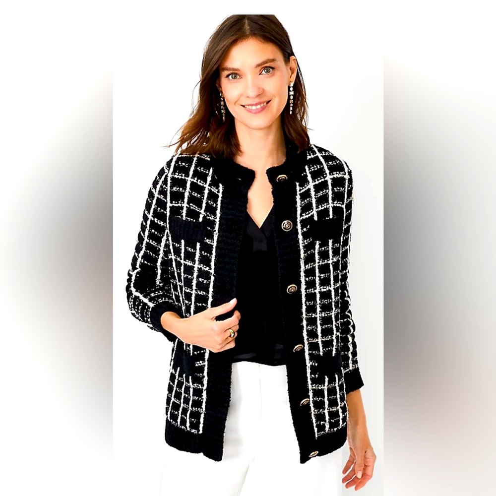 Shimmer Plaid Lady Jacket relaxed fit.